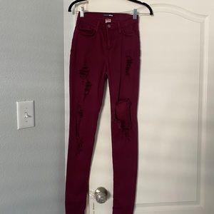 Burgundy skinny jeans
